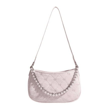 Elegant Pink Butterfly Baguette Bag