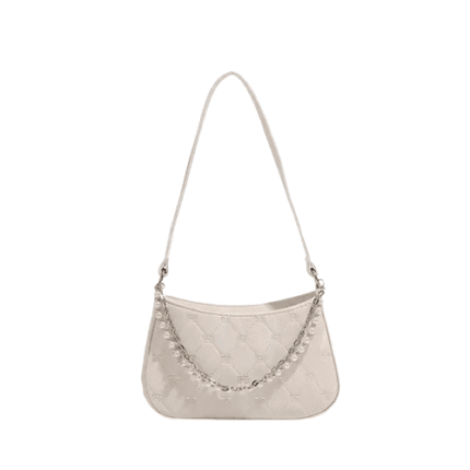 Elegant Beige Butterfly Baguette Bag