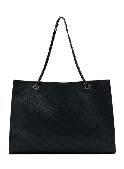 Chain-Handle Quilted Tote