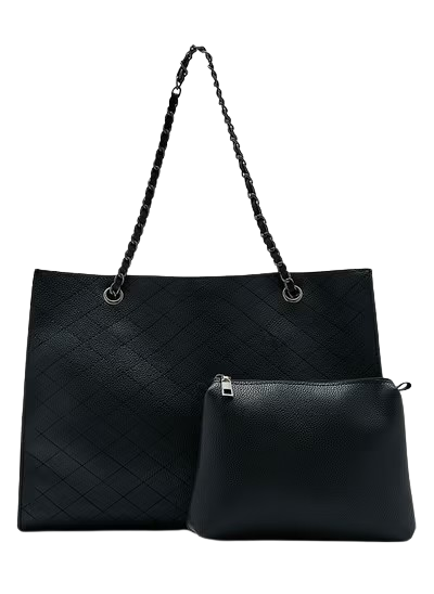 Chain-Handle Quilted Tote
