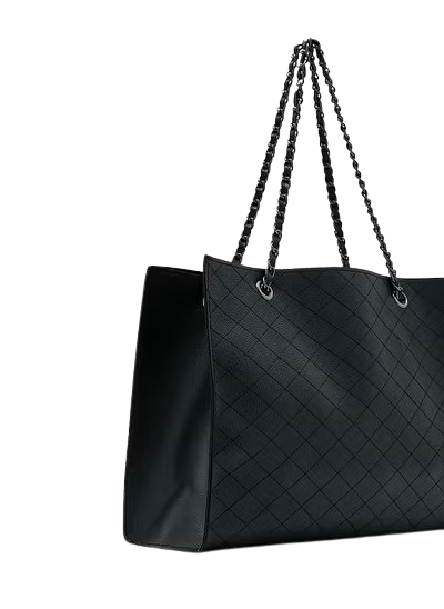 Chain-Handle Quilted Tote