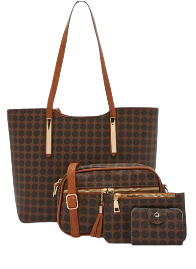 4 In 1 Handbag Set: Tote, Crossbody, Pouch, and Cardholder
