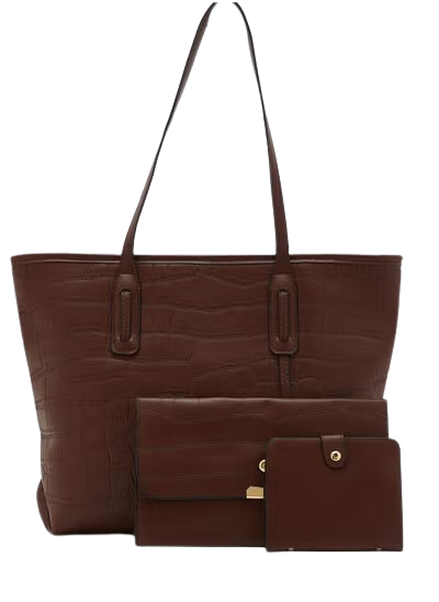 3 Piece Croc Tote Handbag Set